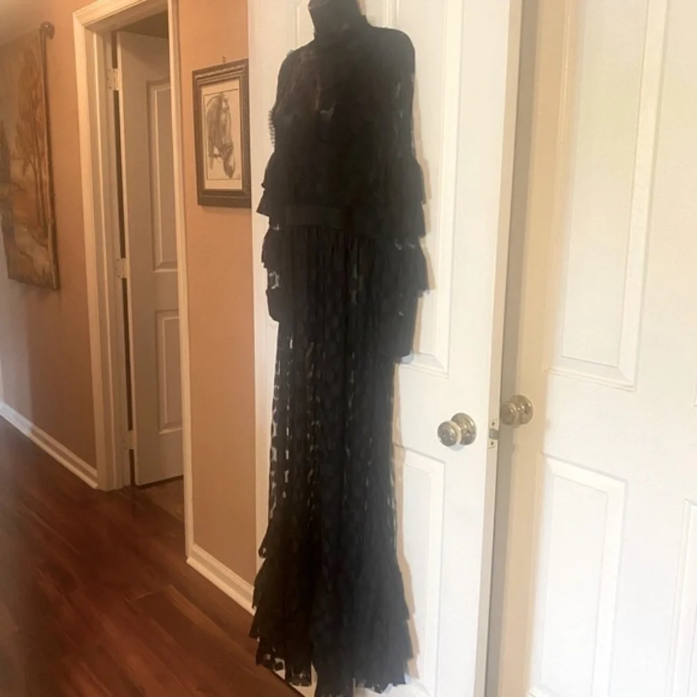 SHEER MESH POLKA DOT TIERED RUFFLE DRESS - Picture 10 of 15